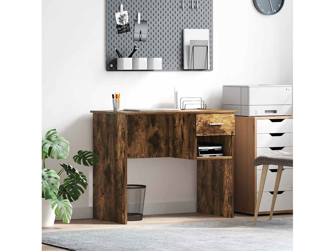 Vidaxl Mesa Carvalho Defumado 90 X 49 X 75 Cm Derivados De Madeira