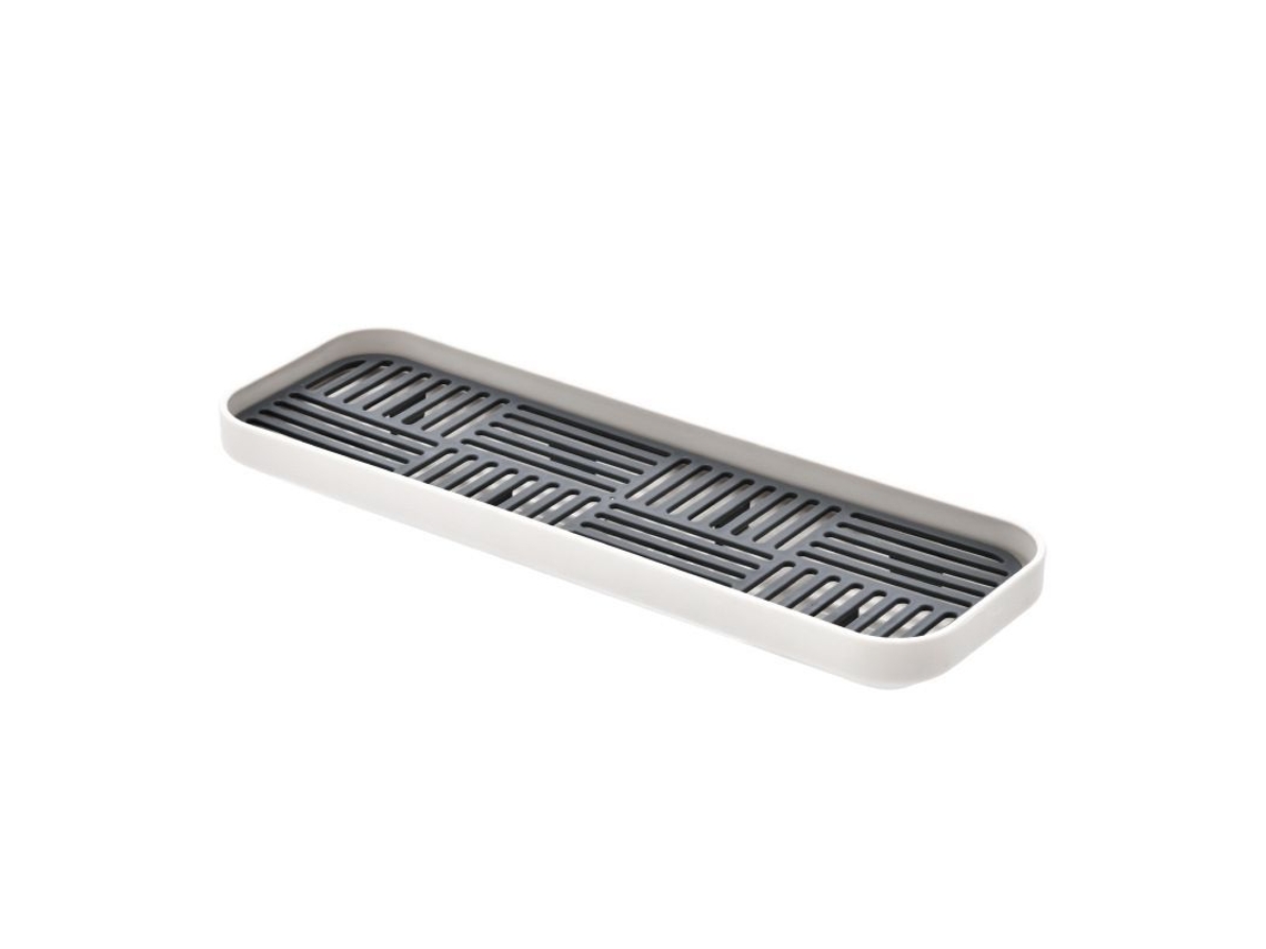 2026 organizador de Fregadero de Cocina Linjou, Bandeja Doble para Jabón, Gris, 1 Pack