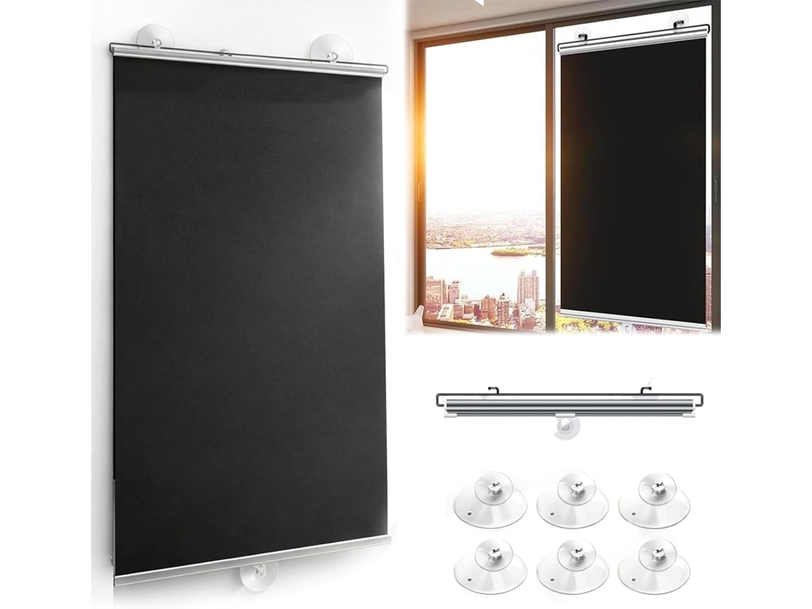 Cortina De Rolo Blackout Com Ventosas, Sem Necessidade De Furar Portátil (40 Cm 60 (16" 24"))