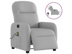 Vidaxl Poltrona Massagens Reclinável Elétrica Tecido Cinzento-nublado