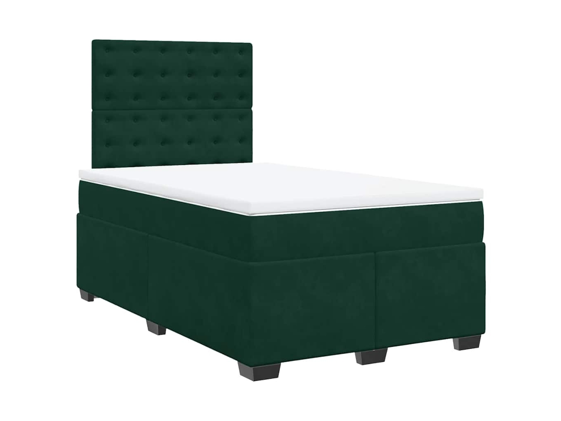 Cama Boxspring com Colchão 120x190 cm Veludo Verde Escuro MAISON EXCLUSIVE