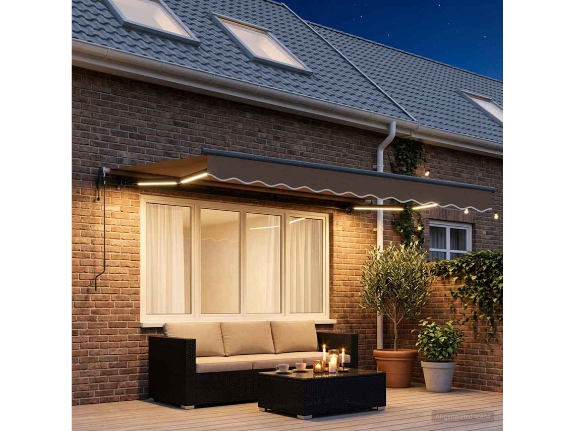 Vidaxl Toldo Retrátil Cinzento-acastanhado 300 X 250 Cm Poliéster