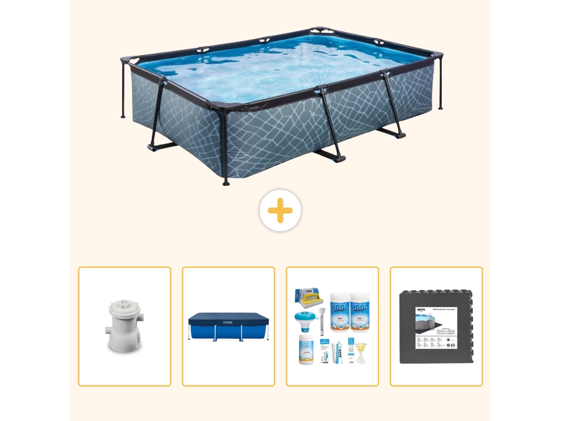 Exit-toys Piscina Exit Retangular - Efeito Pedra - 300x200x65 Cm - 5-peças S238