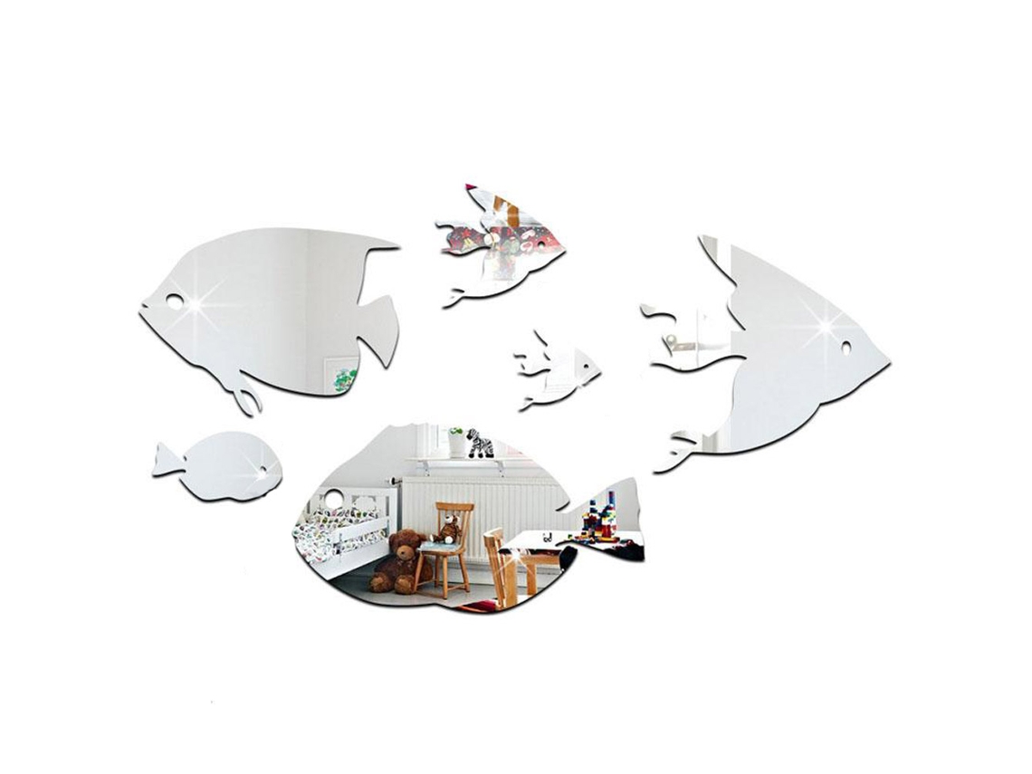 Adesivos Parede Cardume Peixes Decorativos Prata B