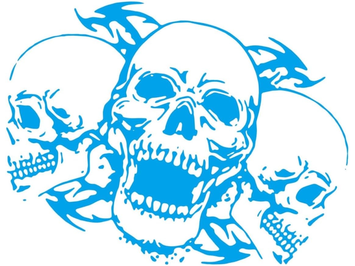 Adesivos Decorativos Para Carro Com Caveira E Ossos Em Pvc Azul.