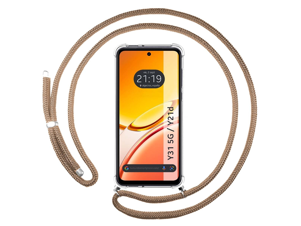 Capa Tumundosmartphone Transparente Para Vivo Y31 5g / Y21d Com Correia Camel