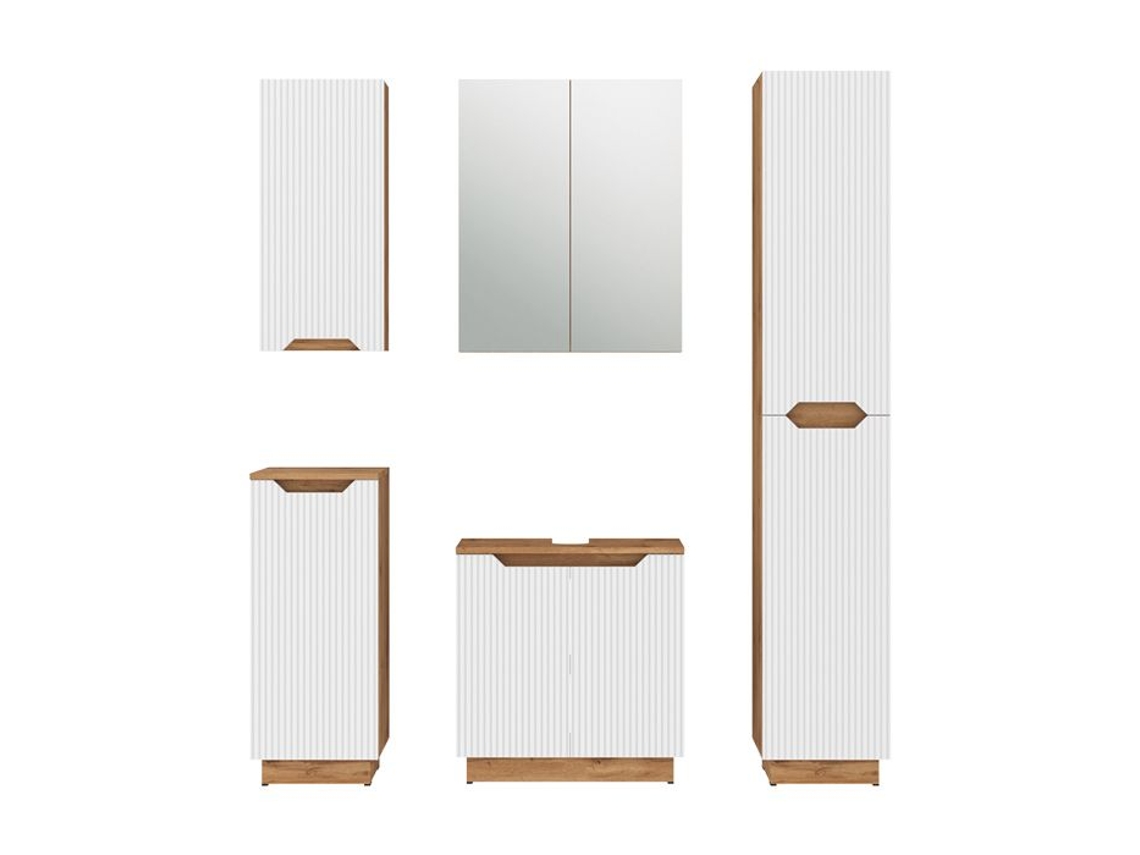 Conjunto Móveis Casa de Banho 5 Peças Branco e Madeira 32 Cm VICCO
