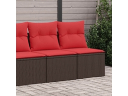 Vidaxl 2 Pcs Conj. Sofás Jardim C/ Almofadões Vime Pe/acácia Castanho