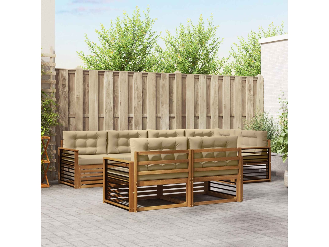 Vidaxl Conjunto De Sofás Para Exterior 7 Unid. Natural E Bege