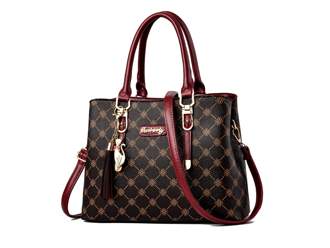 Bolsa Elegante De Grande Capacidade Estampa Vermelho Escuro/Marrom Escuro SIURN