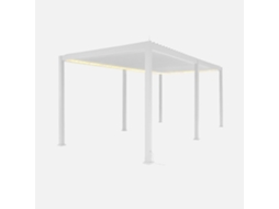 Pergolado Bioclimático Elétrico Em Alumínio 3x6m Com Iluminação Led, Branco Sweeek