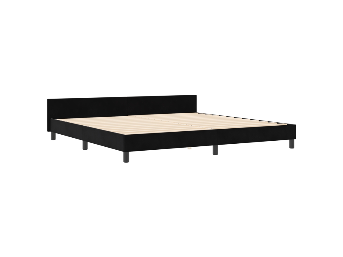 Estrutura De Cama Moderna Em Veludo Com Cabeceira Vidaxl Preto Fabric (200x200 Cm)