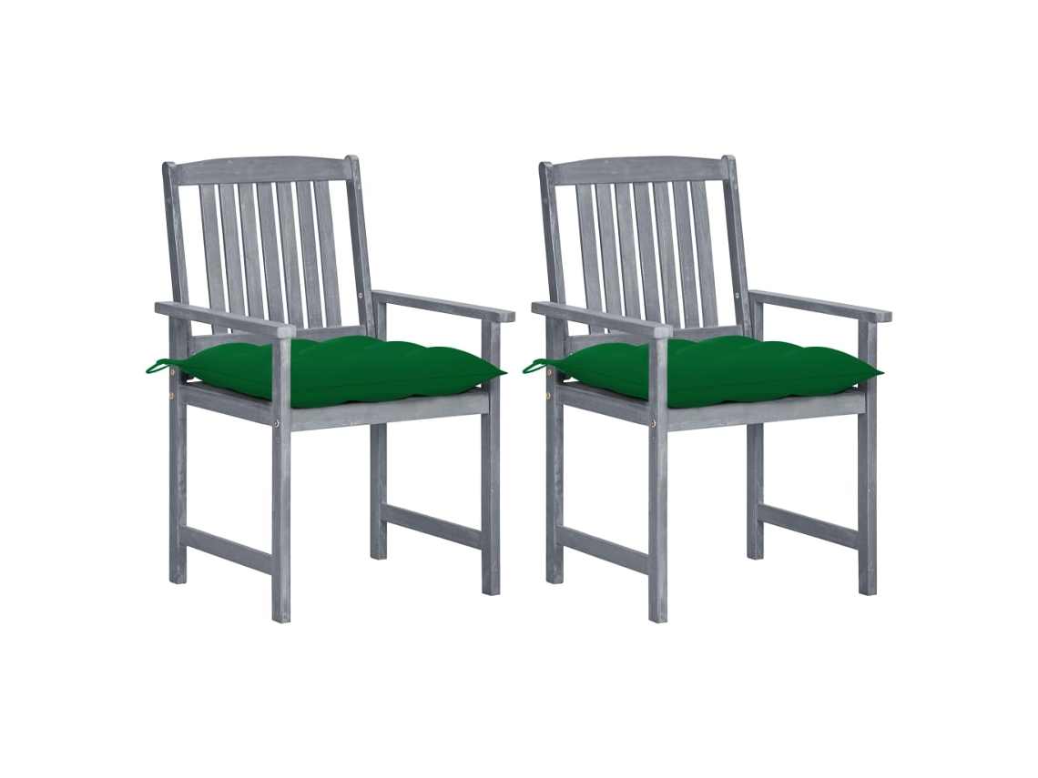 Vidaxl Cadeiras De Jardim Com Almofadões 2 Pcs Acácia Maciça Cinza