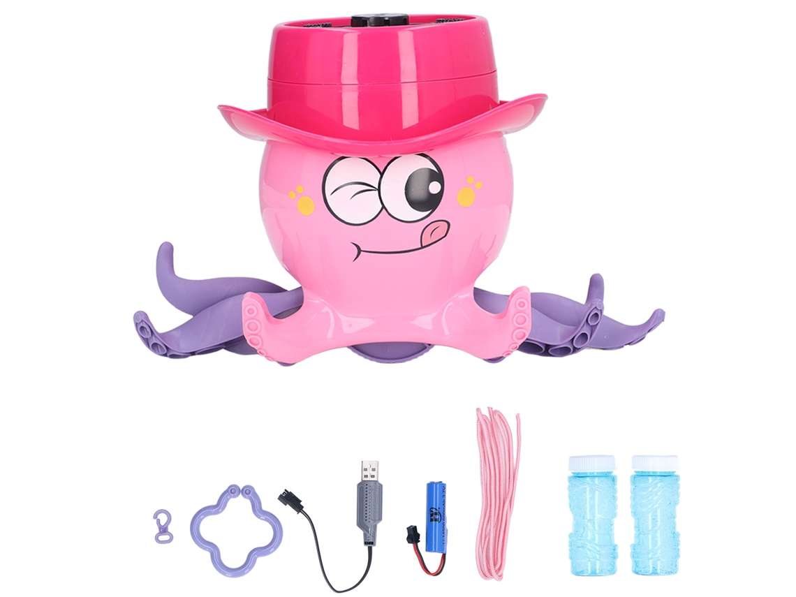 Máquina De Bolhas Automática Com Design De Polvo Recarregável Para Crianças 3+ Anos (rosa)