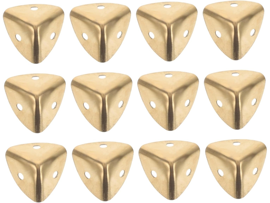 Doitool Conjunto De 12-protetores Canto Em Aço Inoxidável Para Caixas, Reforços Triangulares Com Parafusos Inclusos