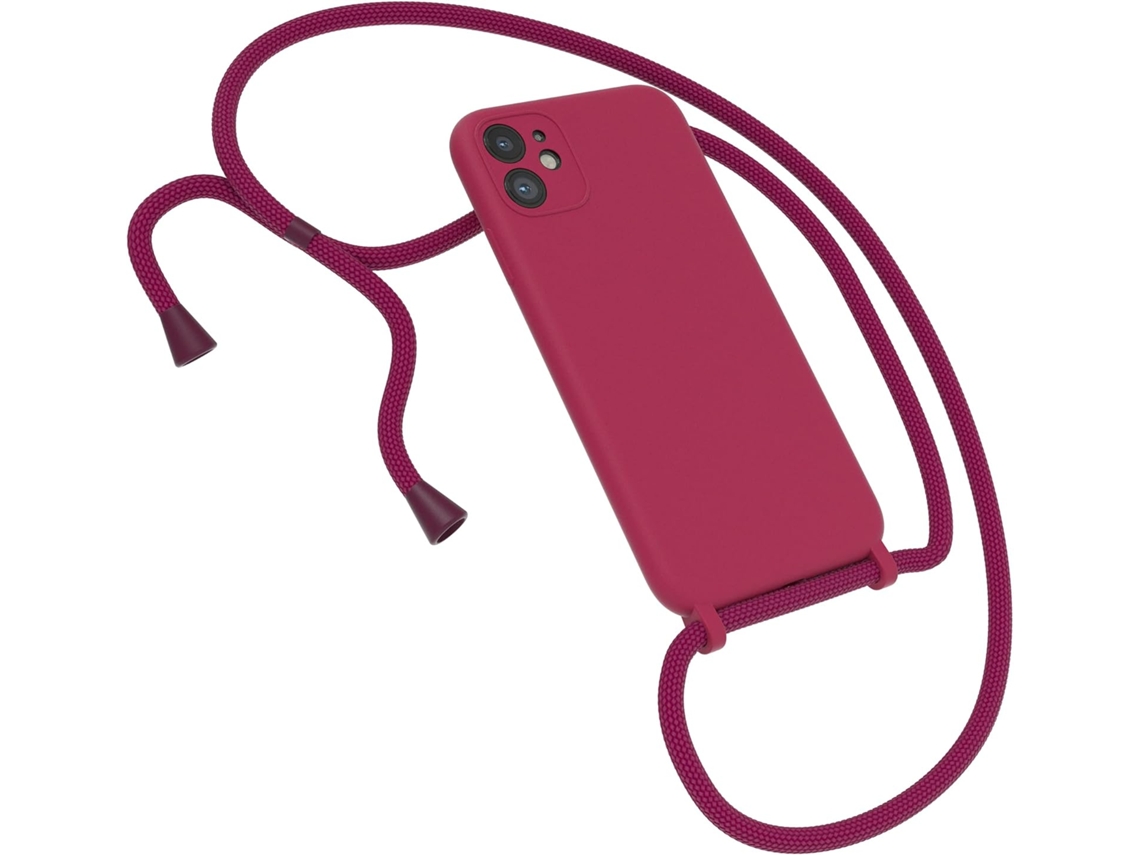 Correia Protetora Pescoço para iPhone 11 HONGWE. Silicone Vermelho