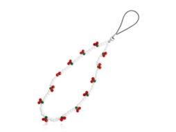 Pulseira De Celular Com Pingente De Cereja, Feita À Mão, Com Miçangas E Corrente.