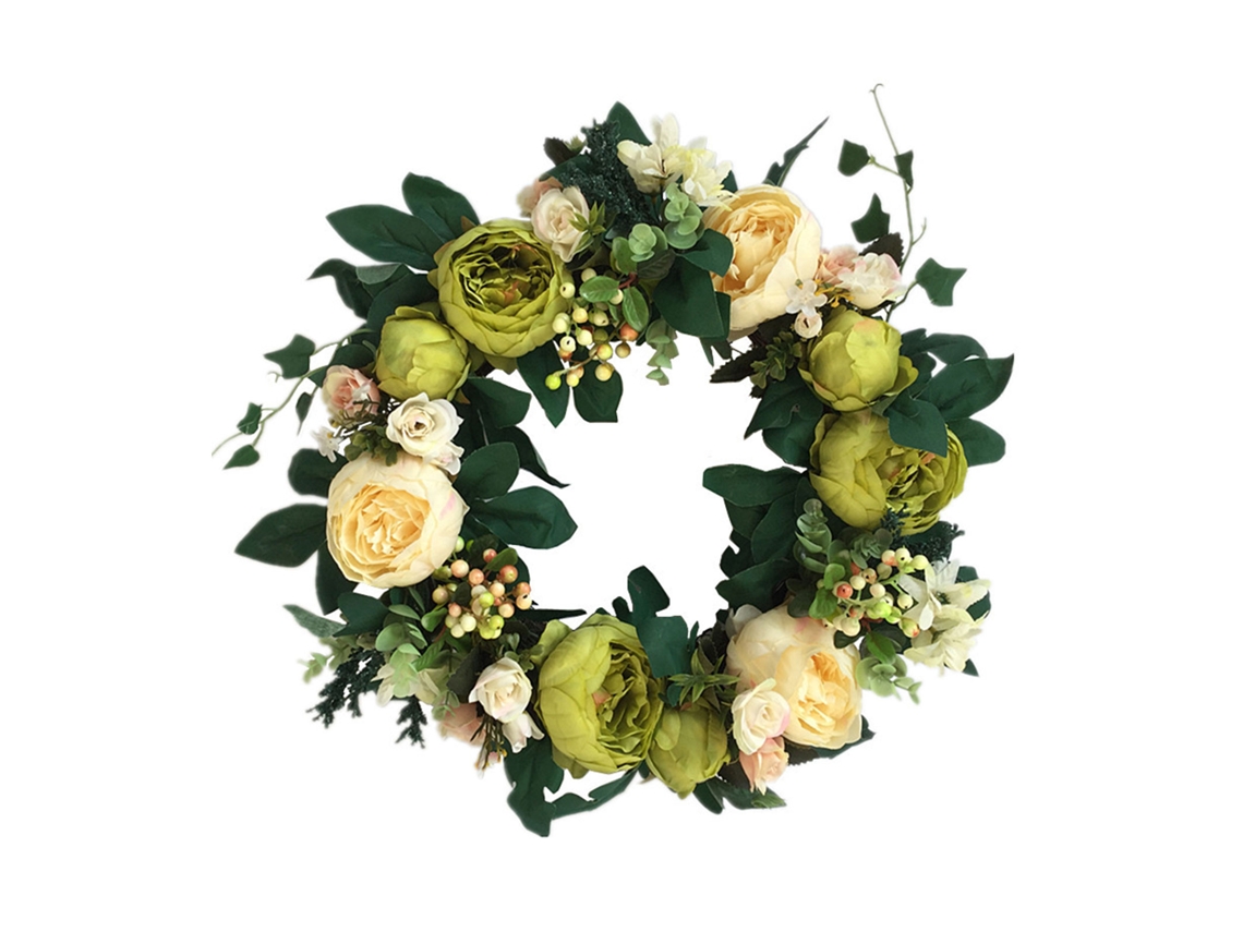 Guirlanda de Porta com 42 Cm de Diâmetro, Flores Artificiais em Cores Vibrantes, Guirlanda de Flores para Parede para Decoração. AQUAFORGE