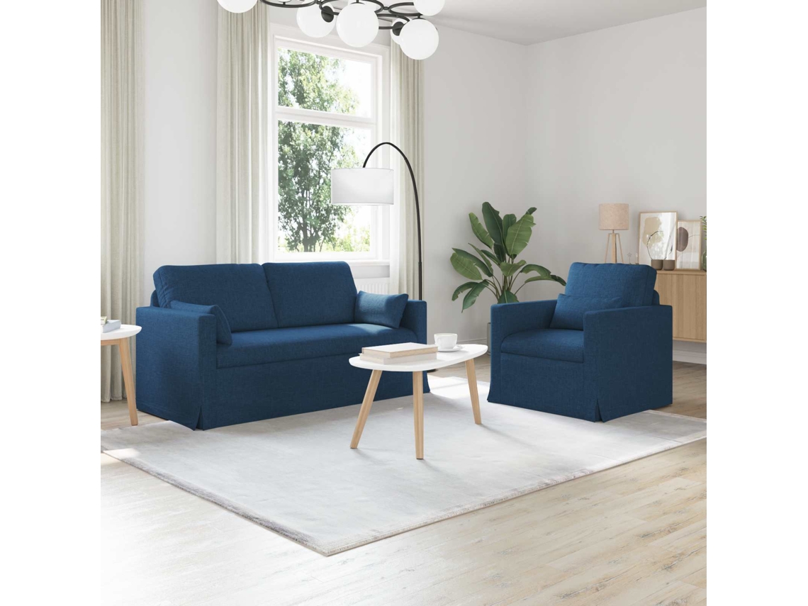 Vidaxl Conjunto De Sofás 2 Pcs Azul 158 X 78 X 80 Cm Tecido