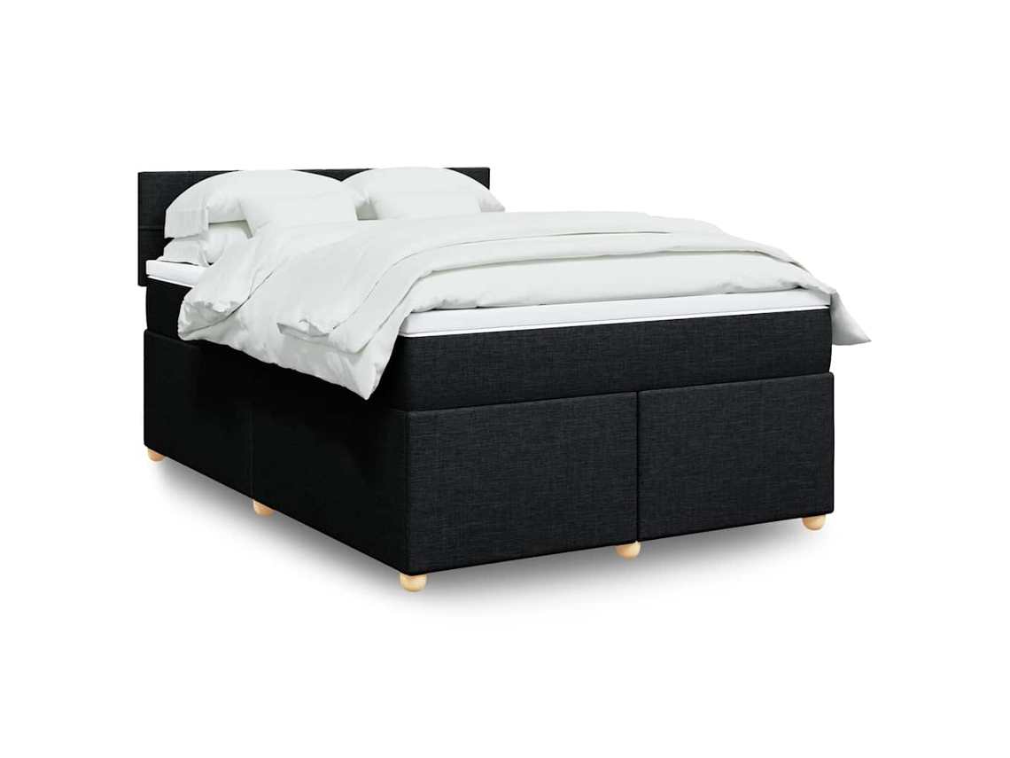 Vidaxl Cama Com Molas/colchão 140x190 Cm Tecido Preto