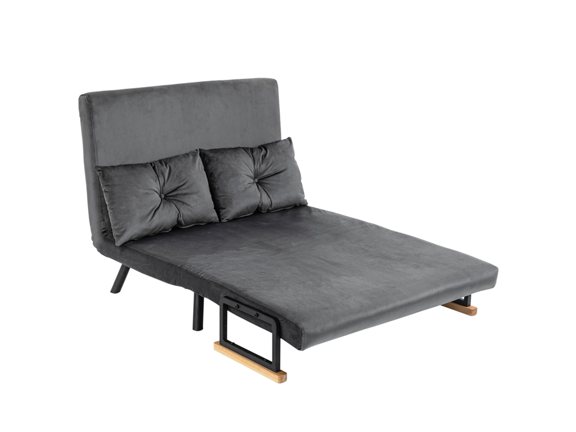 Sofá Cama Dobrável S/MARCA 2 Lugares Cinza, 102x73x81 Cm, com Encosto Ajustável 5 Níveis, 2 Almofadas