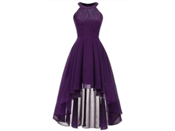 Vestido Vintage De Calcinha Alta-baixa Feminino Com Rendado Floral Para Festas De Coquetel E Casamentos Roxo