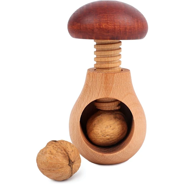 Quebra, Nozes De Madeira Creative Home(1 Unidade)| Moedor Manual Para Cozinha| 13 X 6 Cm| Formato Cogumelo| Faia Natural