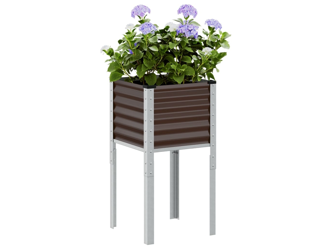 Vidaxl Vaso De Jardim Marrom 45x45x88 Cm Aço