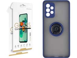 Capa e 2 Películas Samsung Galaxy A52 5G SKYHE Gel Bumper Ring Azul