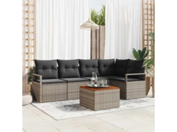 Vidaxl Conjunto De Sofá De Jardim 6 Pcs Cinzeto Vime Pe
