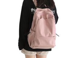 Mochila Grande Impermeável Linjou, para Laptop 14 Polegadas, Rosa S/MARCA