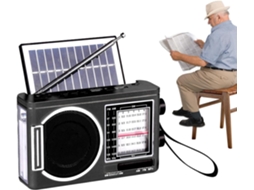 Rádio Poste Portátil Am/fm Mp3 Player Compacto À Energia Solar | Mp3 Player Multibanda Com Antena Gokoco