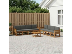 Vidaxl Conjunto De Sofás Para Exterior 9 Pcs Natural E Antracite