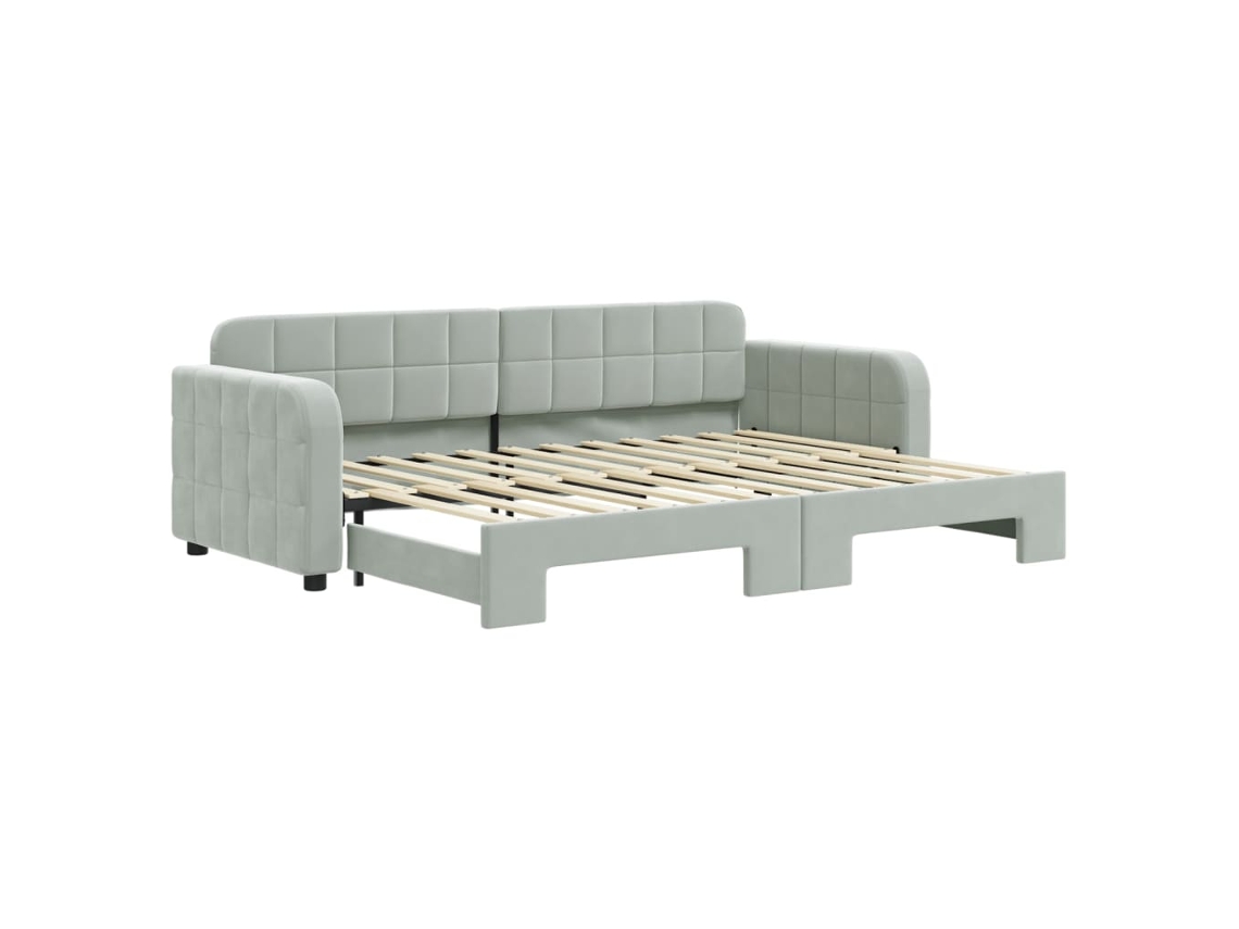 Sofá cama com Gavetão 80x200 Cm Veludo Cinzento claro MAISON EXCLUSIVE