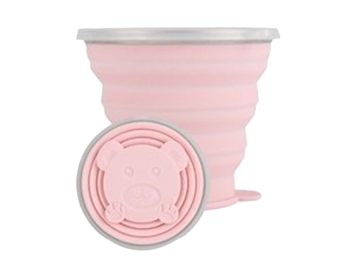 Copo de Água Silicone Plegável Rosa 270ml