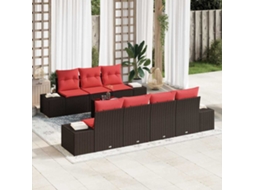 Vidaxl Conjunto De Sofá De Jardim 8 Unid. Castanho Vime Pe