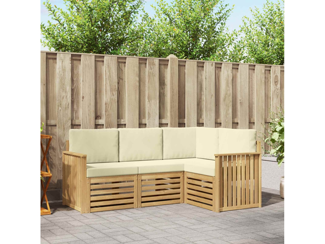 Vidaxl Conjunto De Sofás Para Exterior 4 Unid. Branco E Creme