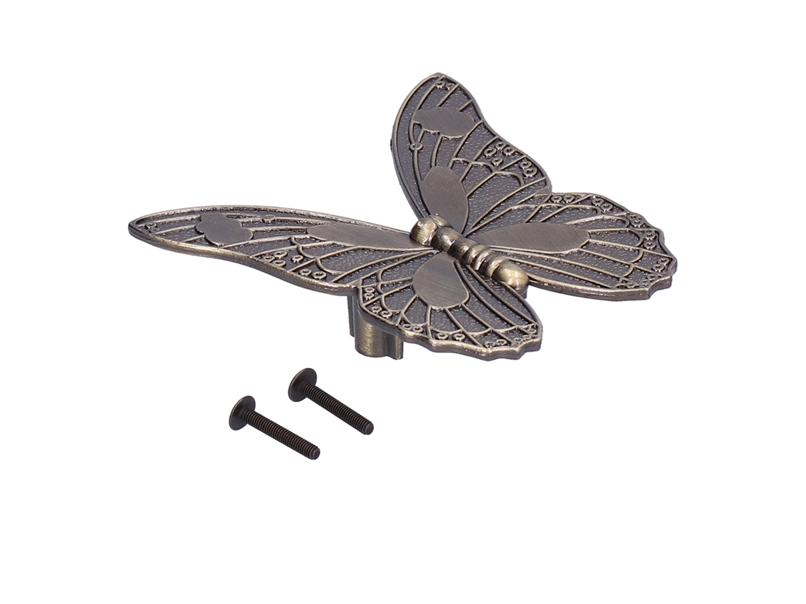 Alça de Borboleta para Armário e Gaveta, 1 ou 2 Furos, Liga de Zinco, Decorativa e Durável