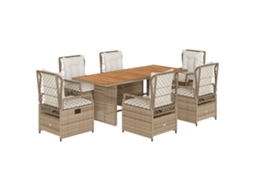 Maison Exclusive - 7 Pcs Conjunto De Jantar P/ Jardim Com Almofadões Vime Pe Bege