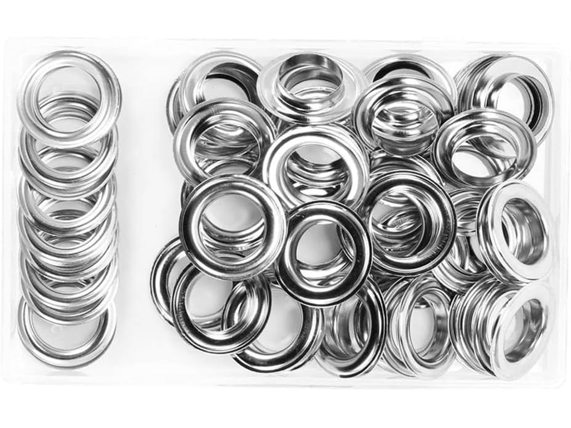 Ilhós, Conjunto De Ilhós Grandes 20 Mm Para Lona, Metal Prateado