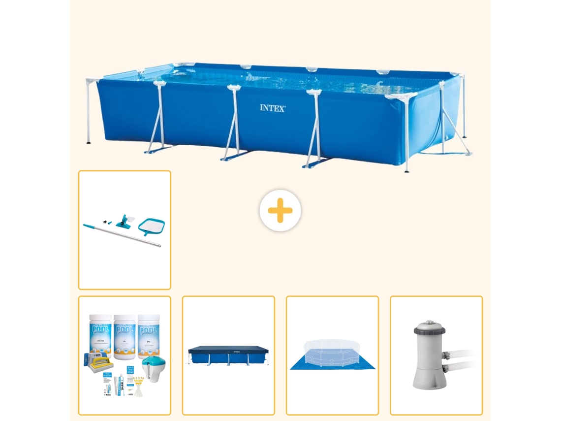 Intex Piscina Com Estrutura Retangular - 450x220x84 Cm - 6-peças S21132