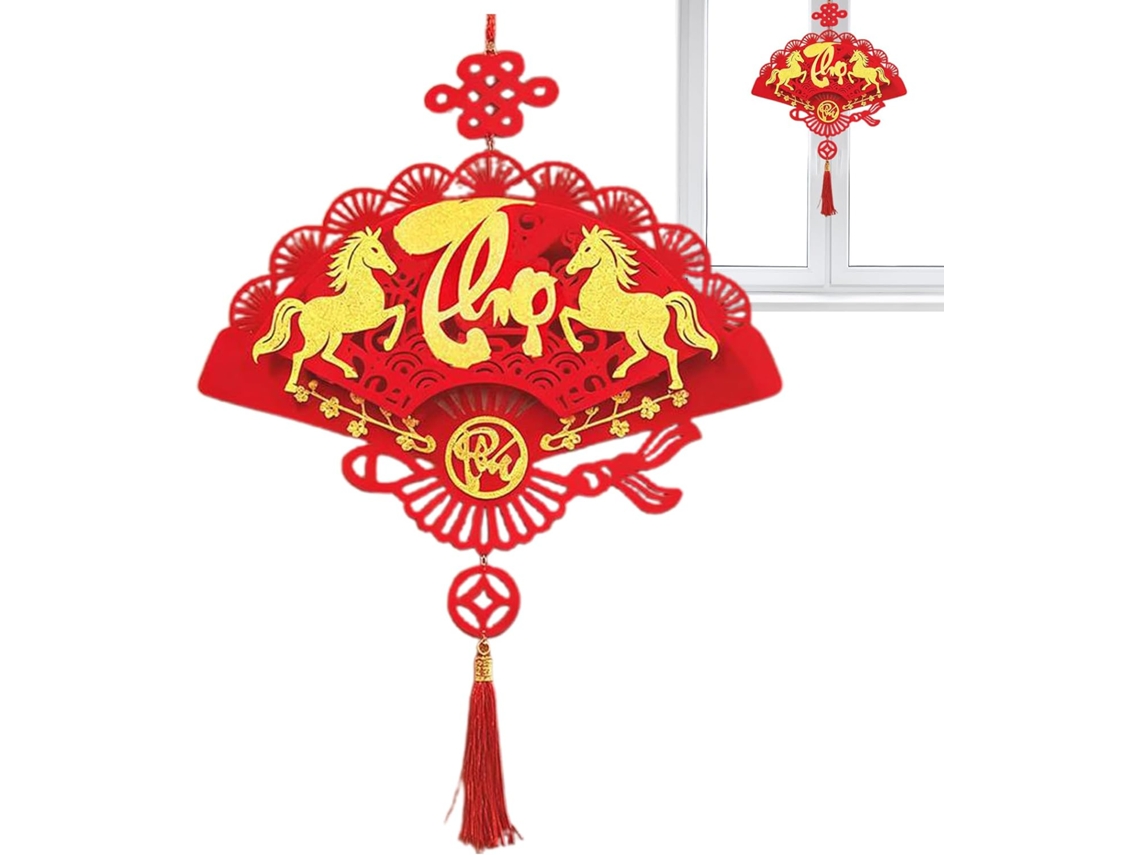 Decoração Cavalo 2026 Pingente Decorativo Plano Festival Primavera Vietnamita Ideal Janela Estar Quarto GOKOCO
