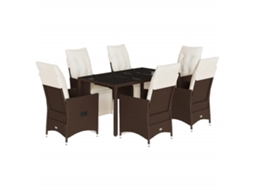 Conjunto de 7 Bistrôs de Jardim com Almofadões Vime Pe Castanho MAISON EXCLUSIVE