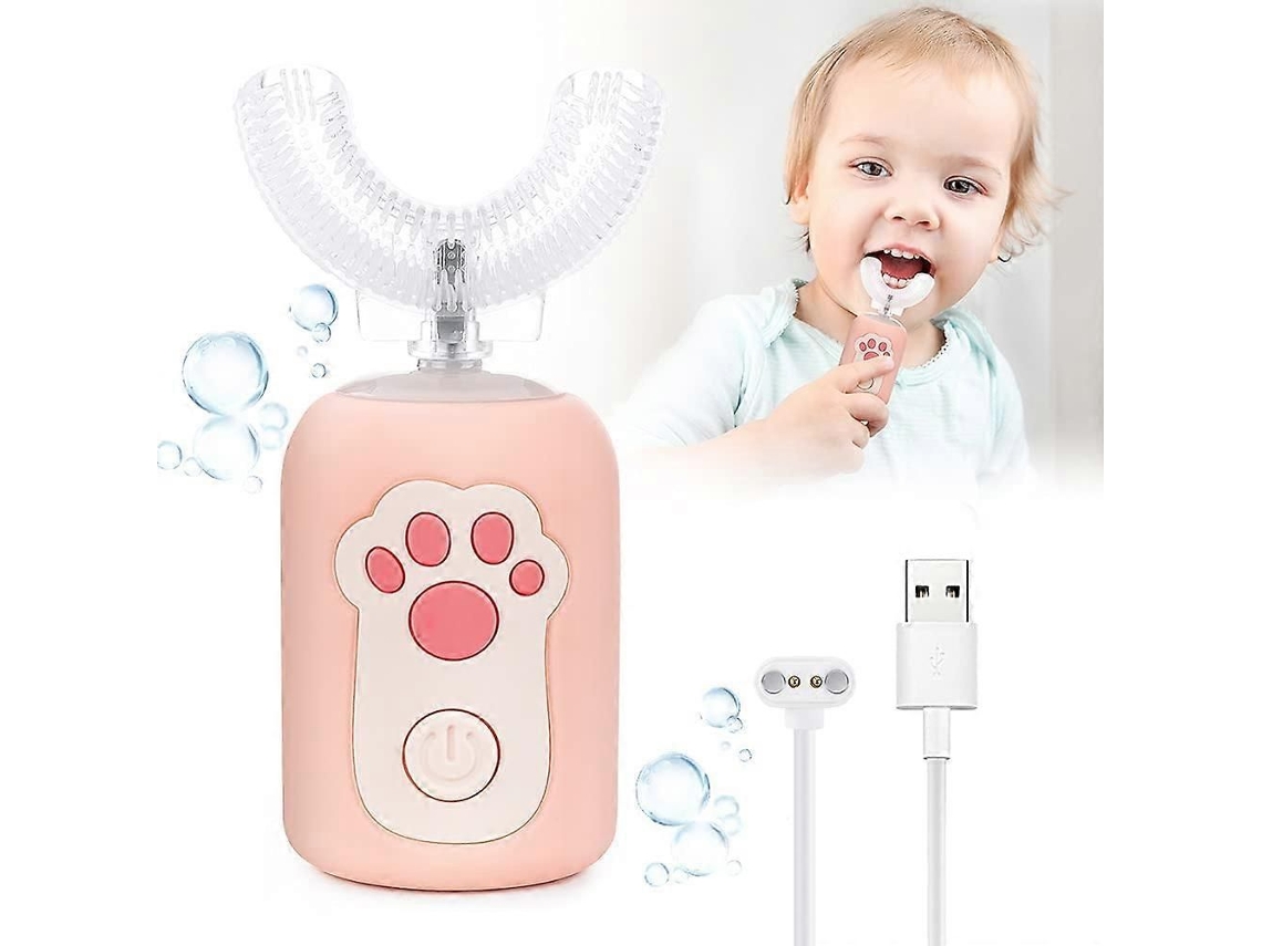 Escova de Dentes Elétrica, com Limpeza Completa 360°, Elétrica Infantil em Formato U para Crianças 1 a 6 GOKOCO