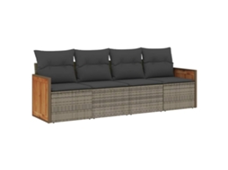 Conjunto de 4 Sofás de Jardim com Almofadões Vime Pe Cinzento MAISON EXCLUSIVE (4 pcs)