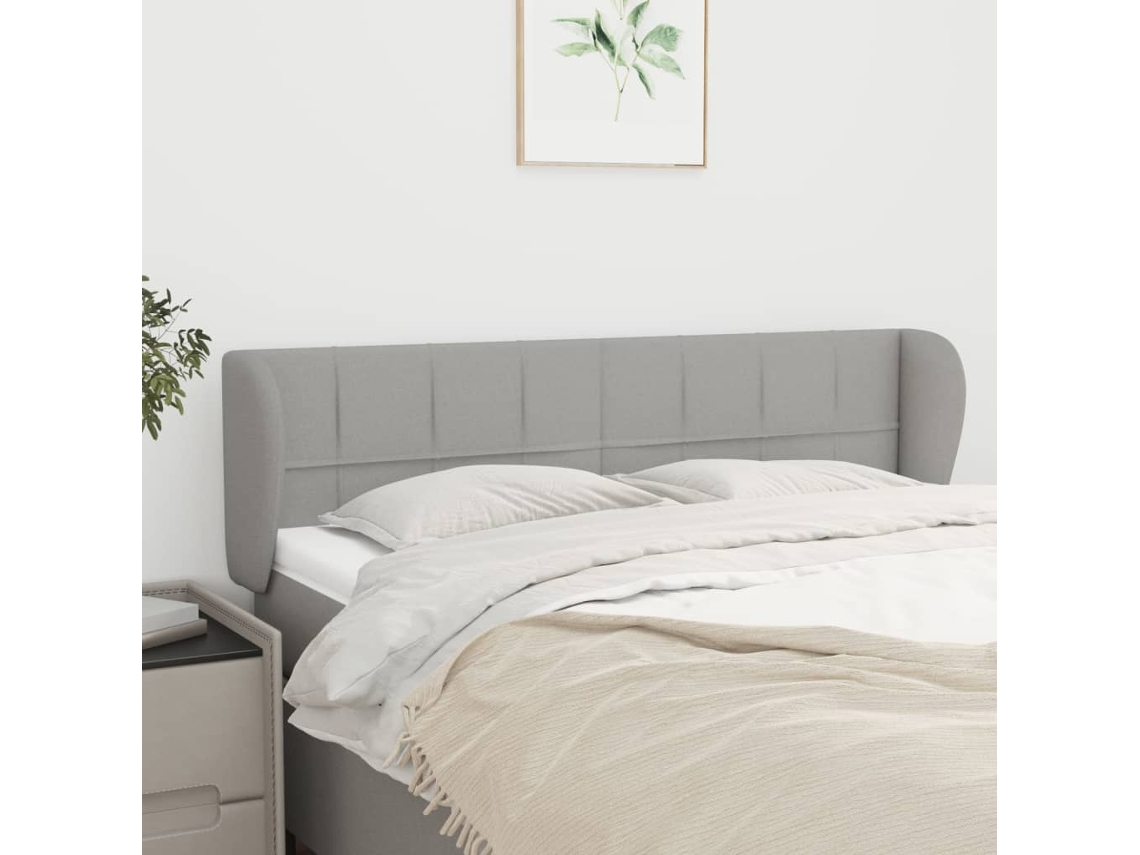 Vidaxl Cabeceira De Cama C/ Abas Tecido 147x23x78/88 Cm Cinzento-claro