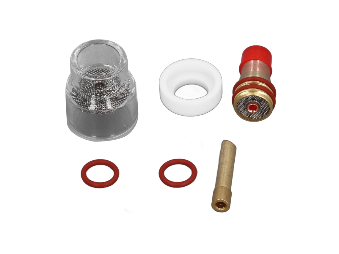 Kit de tocha TIG de 6 peças: Copos de vidro, pinça de 2,4 mm, acessórios para tocha 17 18 26