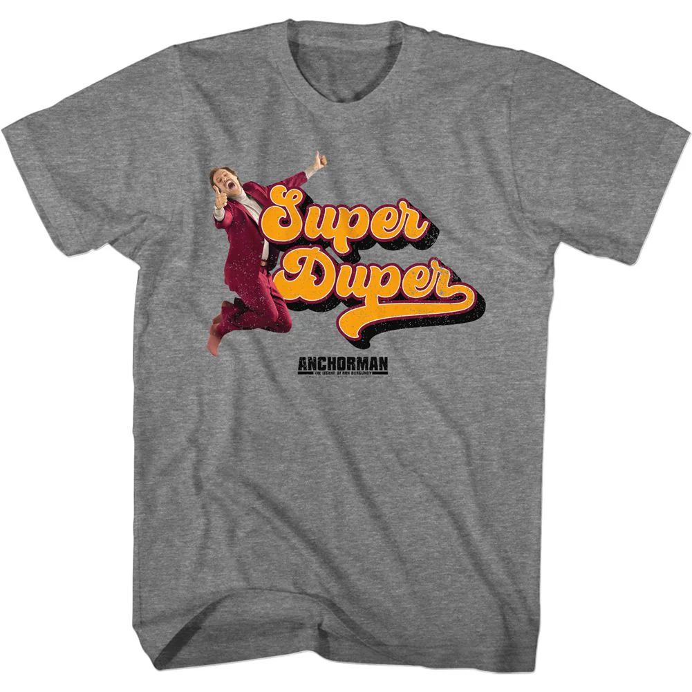 Unisex Adult T-shirt Rockinstone Anchorman Movie Super Duper Heather Graphite Sizexl