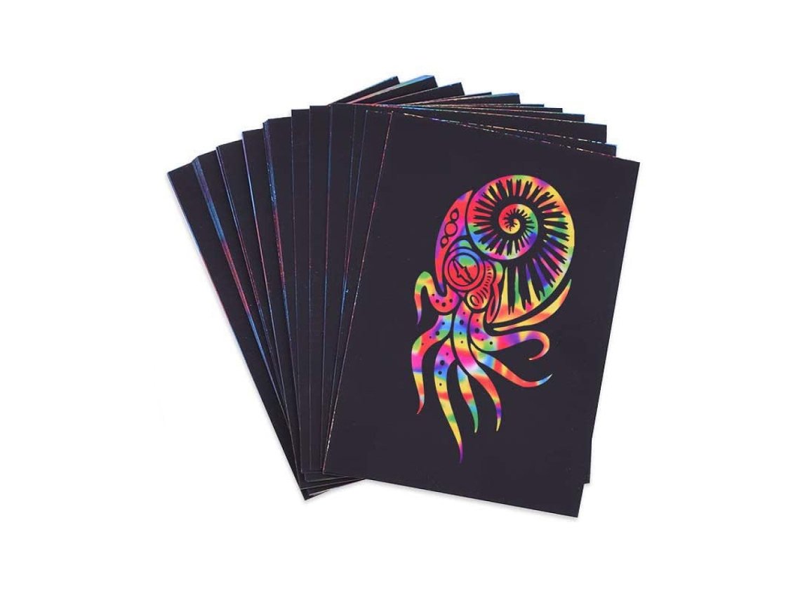 Papel Para Raspar Com Arco Íris, Raspadinha Mágica De Arco Íris Para Artesanato Criativo Infantil, 50 Folhas De Papel Cartolina Grosso Para Raspar, Ma