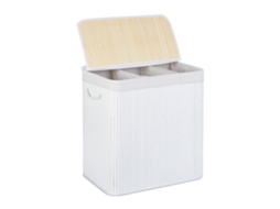 Cesto De Roupa Suja De Bambu Com 3 Compartimentos, Para Organizar E Guardar Roupa Suja De Forma Prática